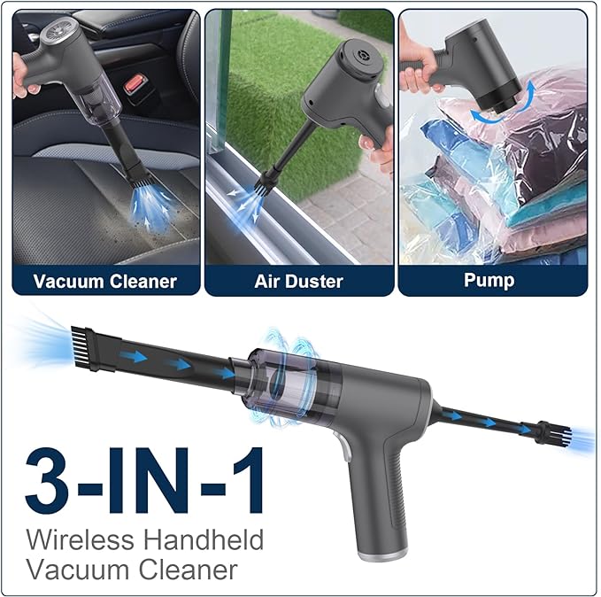 Mini Portable Wireless Car & Home 3 In 1 Vacuum Cleaner